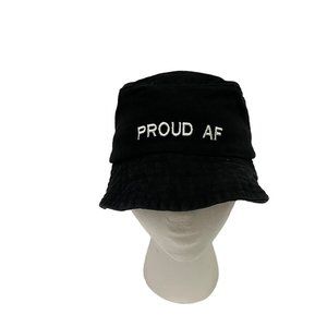 Forever 21 Bucket Hat Cap Black Embroidered Graphic Proud AF One Size OSFM